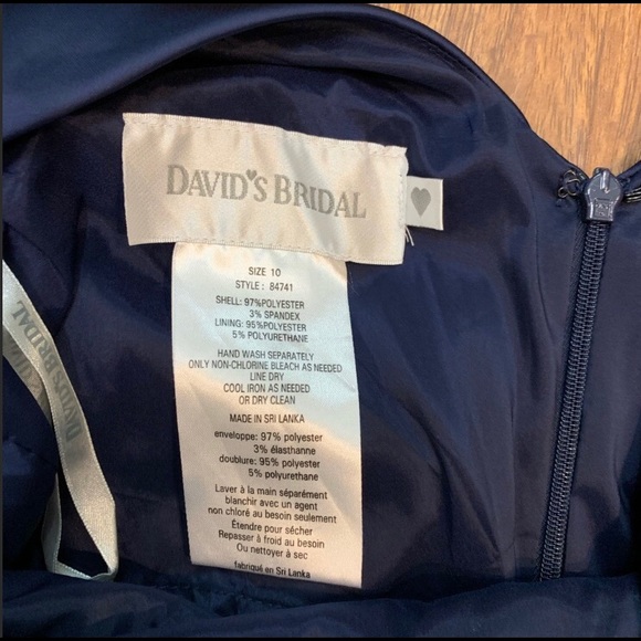 David’s Bridal Navy Blue Satin Ruched formal dress - Picture 7 of 7